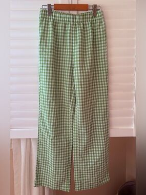 Cotton gingham pants, green, size 6